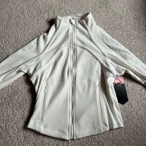 White Ribbed Cropped Jacket